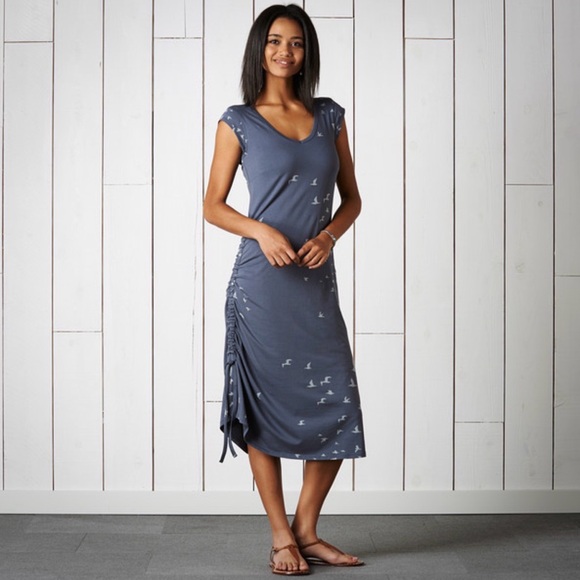 Toad&Co Dresses & Skirts - Toad & Co Muse Ruched Storm Grey Flight Midi Dress, Size XS